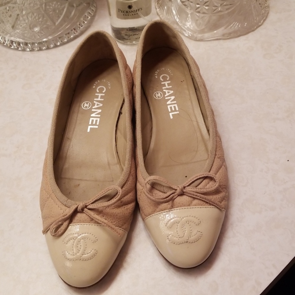 Beige Chanel Flats Size 6